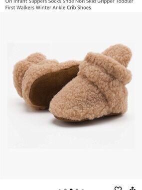Plush Teddy Baby Shoes - Camel (6-12 mo)